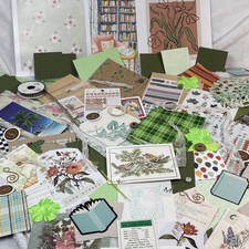 120 Piece Green Junk Journal Scrapbook Supply Set Kit Ephemera Mixed Media