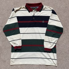 Knights of Round Table Rugby Polo Shirt L 90s Long Sleeve Colorblock Vintage
