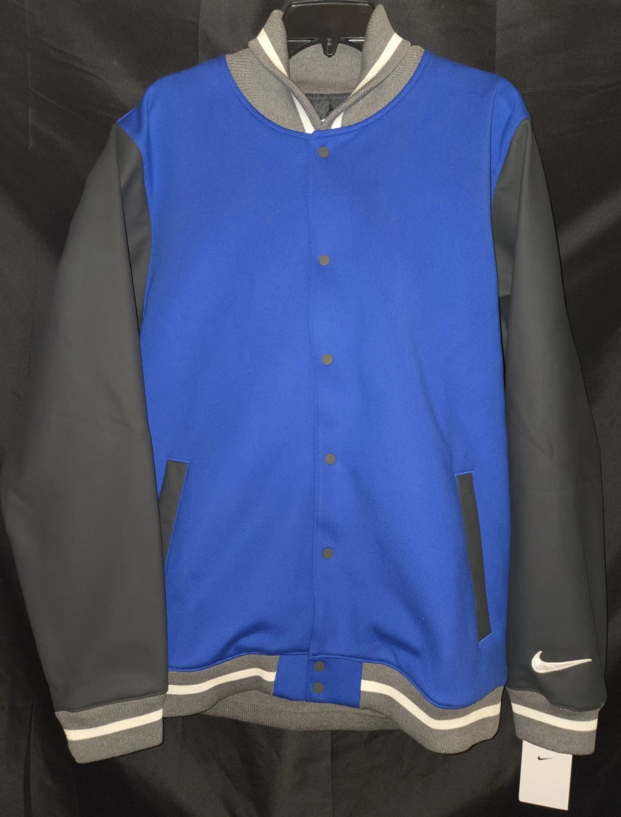 Nike Letterman Large Football Bomber Jacket Blue