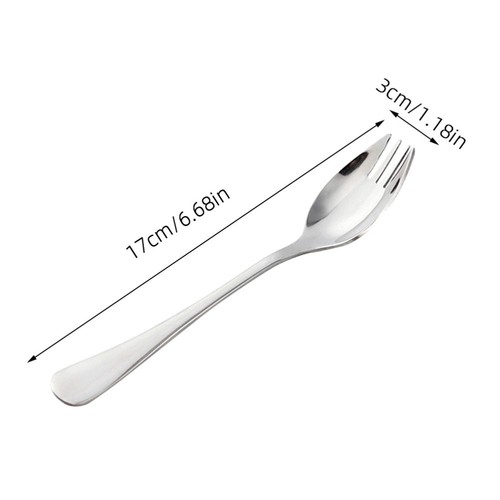 Tenedor y cuchara doble propósito servidor de postres trabajo viaje acero inoxidable - Imagen 10 de 11