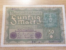 A 1919 Germany 50 Mark Reichsbanknote Used folds but still crisp