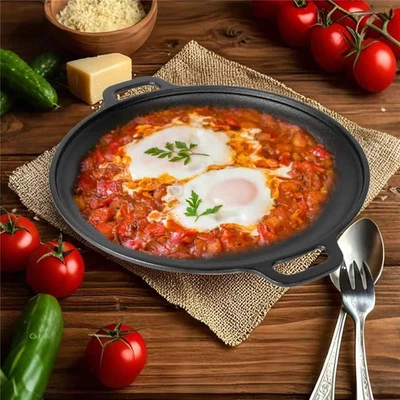 Gusseisen Bratpfanne 27,5cm Grillpfanne Pizzapfanne Induktion BBQ Dual - Bild 1 von 4