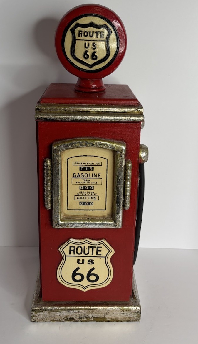 Route 66 USA Vintage Wood Gas Pump (Key Cabinet) - Collectible, Automobilia