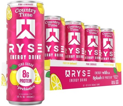 RYSE Functional Energy Drink - Country Time Pink Lemonade 12 fl oz Cans 12-Pack