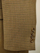 Ralph Lauren Blazer Mens 42L Brown Houndstooth 100 Wool 3 Button Jacket