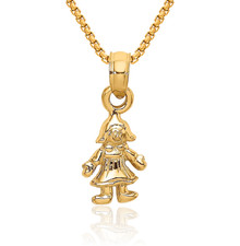 14K Solid Yellow Gold Doll Necklace