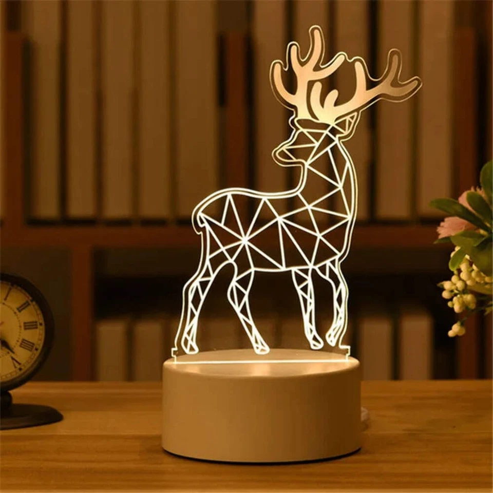 Lámpara 3D Acrílico USB LED Luces Nocturnas Neón Letrero Lámpara Navidad Decoraciones F Foto 3 de 4