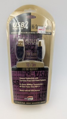 Belkin Gold Series USB 2.0 A to B Device Cable 10ft (3m) Hi-Speed 480Mbps NEW...