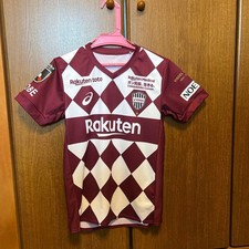 Vissel Kobe A Iniesta J League Uniform Wine Red White Diamond Pattern S