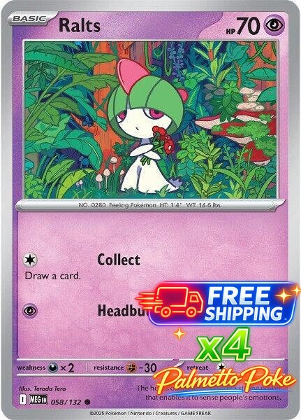 4x Ralts 058/132 x4 - Mega Evolutions - Pokemon TCG - Playset
