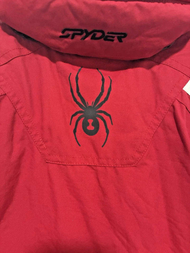 Spyder kids winter jacket size 12 with hood Red black Ski Full Zip & Buttons - Image 4 of 4