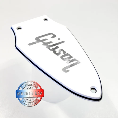 White 3 Ply Truss Rod Cover for Gibson Custom Shop '67 Flying V + Chrome Decal