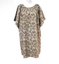 Rylee + Cru 100% Cotton Tan Jamie Palm Leaf Print Shift Dress sz L Boho Cottage