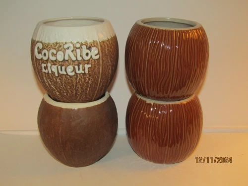 Lot 4 Vtg Trader Vic's, CocoRibe + Modern Hawaiian Ceramic Coconut Tiki mugs