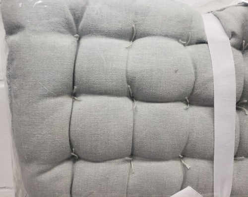 2Reversible Tufted Cushion Chair Pads w/ties(18x18")GREY EMBROIDERED DIAMONDS,CR - Picture 6 of 24
