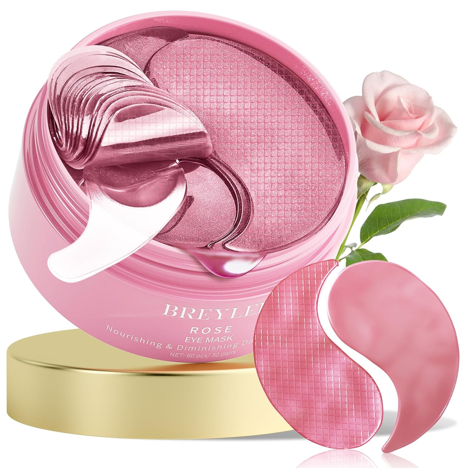 60-Piece Rose Eye Masks for Puffy Eyes – Hydrating & Brightening Under Eye Patches-image