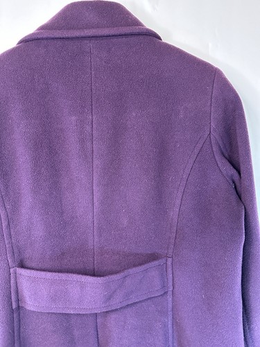 Lands' End Pea Coat Purple Wool Cashmere blend Double Breasted button Women's 12 - Picture 13 of 17