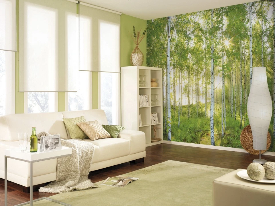 PAPEL PINTADO para dormitorio Verano Bosque MURAL 368x248cm Premium no tejido Foto 3 de 4