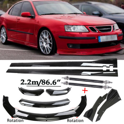 For Saab 9-3 9-5 Front Bumper Lip Splitter Spoiler Side Skirt Strut Glossy Black