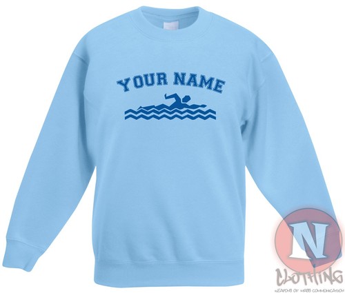 Personalised swimming sweatshirt Children's kids swim team - Just add name - Picture 9 of 13