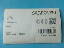 Original Swarovski factory pack 4320 Montana (207) 6x4 mm 360 pcs new