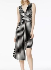 Bar III Women's Striped Asymmetrical Plus Size XL Knee Length Wrap Dress
