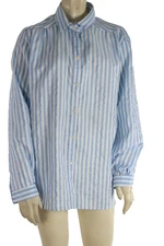 Vintage All Hours Blue White Striped Collared Button Down Long Sleeve Shirt Sz L
