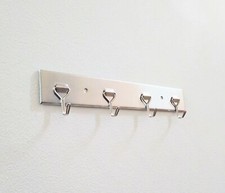 Self Adhesive 4 Hooks Stainless Steel Chrome Key Hook Wall Rack Holder Hanger UK