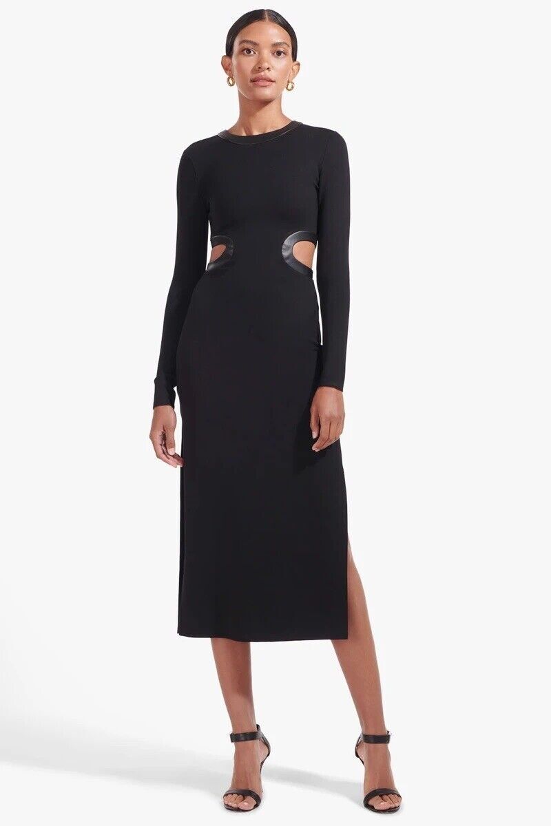 staud cut out dress STAUD Gianna cutout ribbed-knit maxi dress