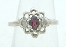 VTG .925 Sterling Silver Purple Flower Rhinestone Ring Size 5.5