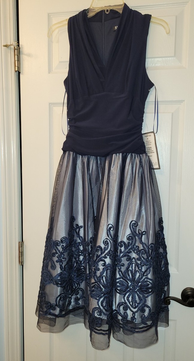illusion soutache-trim party dress Home