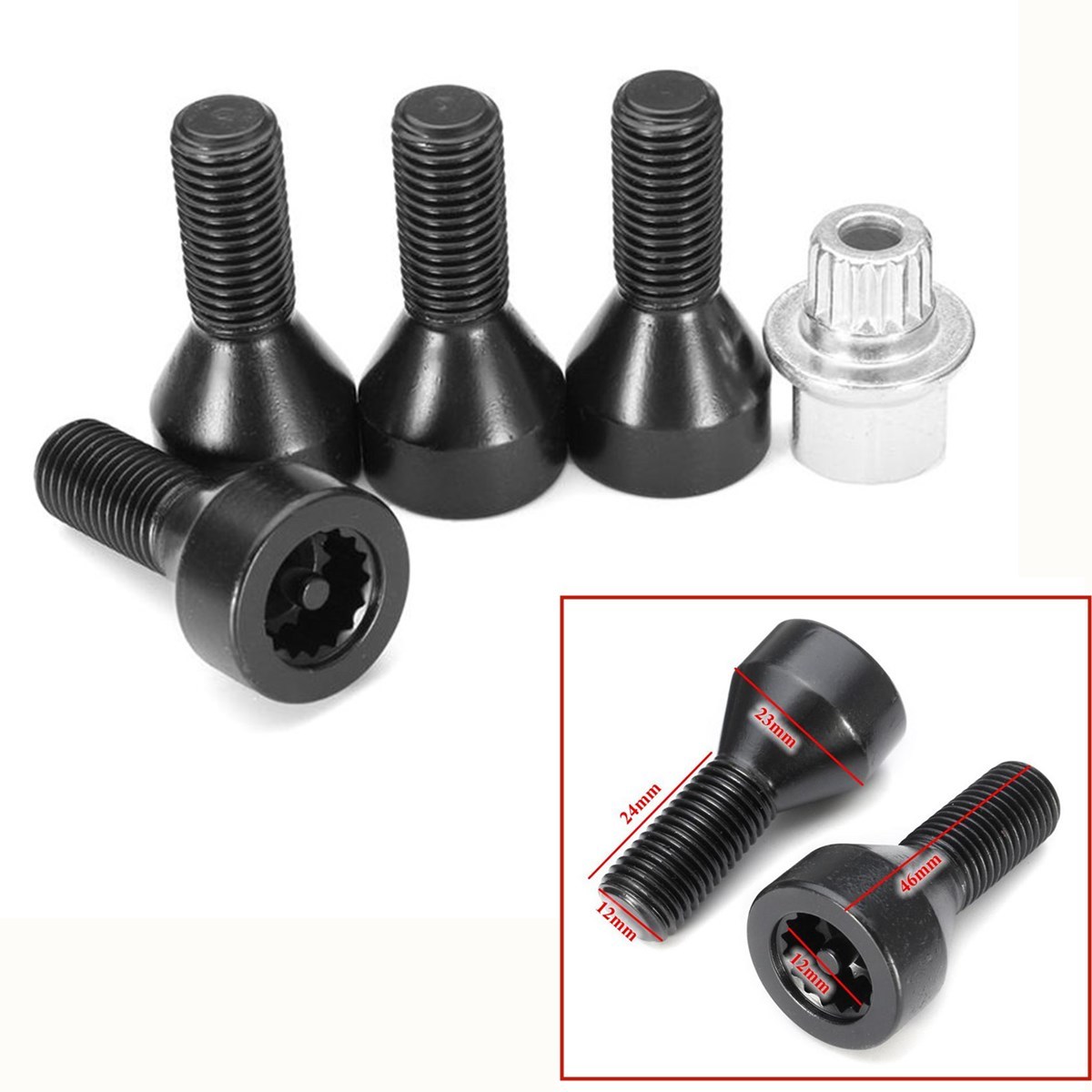 BLACK LOCKING SECURITY WHEEL BOLTS NUTS SET FOR BMW 36136786419 E46 E87