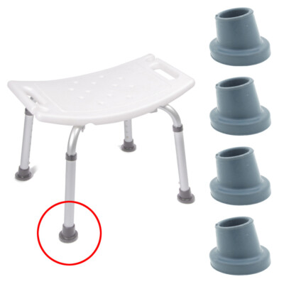 Duschstuhl Gummifüße - Badhocker Spitzen Aderendhülsen für 28 mm abgewinkelte Beine - 4 Stück