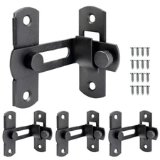 90 Degree Flip Door Sliding Latches4 Packs Black Security Hook Gate Latch 