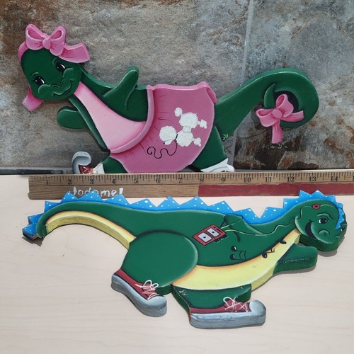 Vintage Wooden Dinosaurs Wall Hanging Nursery Childrens Room Decor - Picture 6 of 16