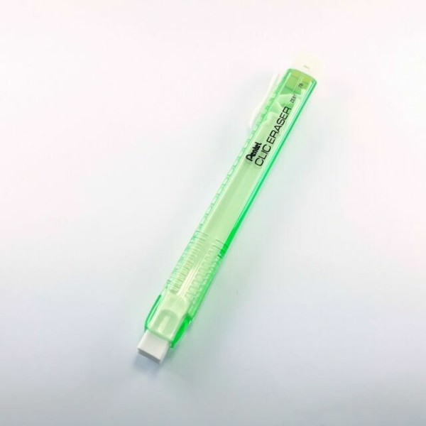 3 X Pentel Clic Eraser Green With Rubber Grip Retractable Ze81 for sale