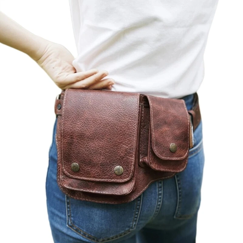 Vintage Men s Waist Bag Fanny Pack Bum Bag Fashion Gothic Rivets Belt Pouch