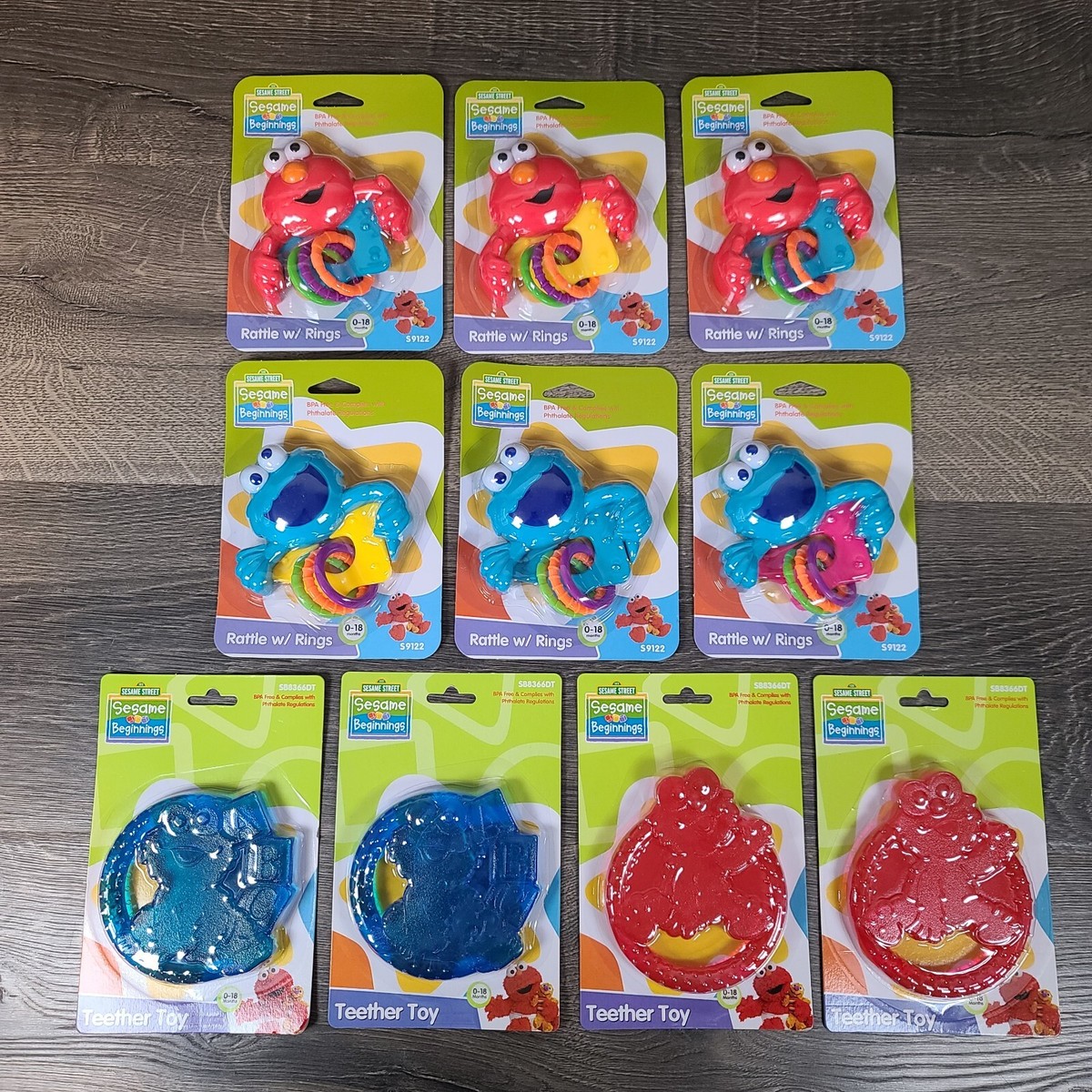 Huge Lot Sesame Street Beginnings Rattles Teether Toy Elmo