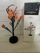 Halloween 26 LED Light Up Tree Tabletop Orange JOL Pumpkin Battery Operated