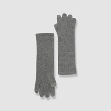 Sofia Cashmere Women's Gray Mid-Length Cashmere Jersey Knit Gloves One Size