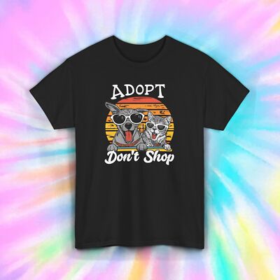 Adopt Don t Shop Shirt Cat Dog Rescue Animal Lover Gift Tee S-5XL