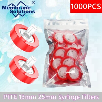 1000- Lab PTFE Needle Filter 13mm / 25mm Hydrophobic Hydrophilic Syringe Filters
