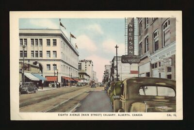 Eighth Avenue (Main Street) Calgary Alberta Canada - View of a com- Old Photo