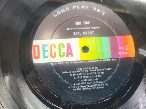 Ebb Tide And Other Instrumental Favorites Earl Grant LP Vinyl 1961 Decca DL74165 - Picture 14 of 14