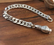 Vintage Xizang Silver Vintage handmade skull snake head Bracelet