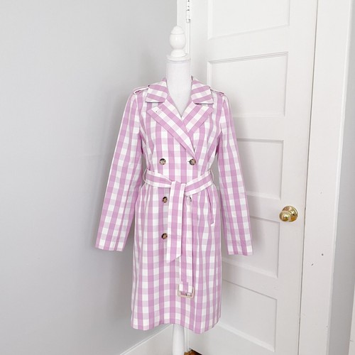 J. Crew Pink Gingham Icon Trench Coat 