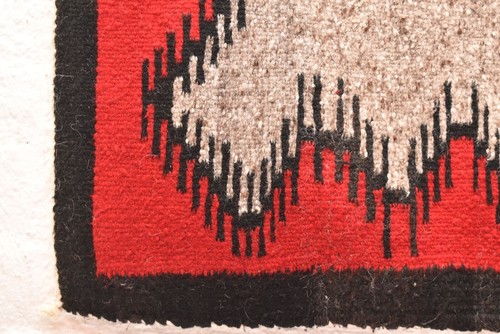 Antiker Navajo Teppich Textil Indianer Indianer Bild Kuh 45x27 Vintage Webart - Bild 3 von 12