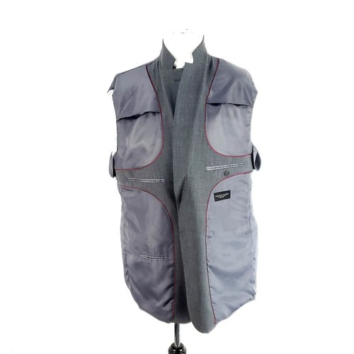 Pronto Uomo Wool 2 Button 2 Piece Suit 44R Portly Gray 40/28 Flat Front High Ris - Picture 10 of 11