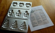 Wilton: WREATH, SNOWMAN, TREE COOKIE MOLD #2306-112 - 9 Cavity - Aluminum - 1985