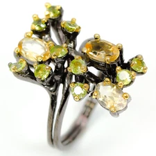 Handmade Jewellry Gift  925 Sterling  Natural Citrine Silver Ring   / RVS292